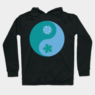 Floral yin yang in verdigris green and tranquil blue Hoodie